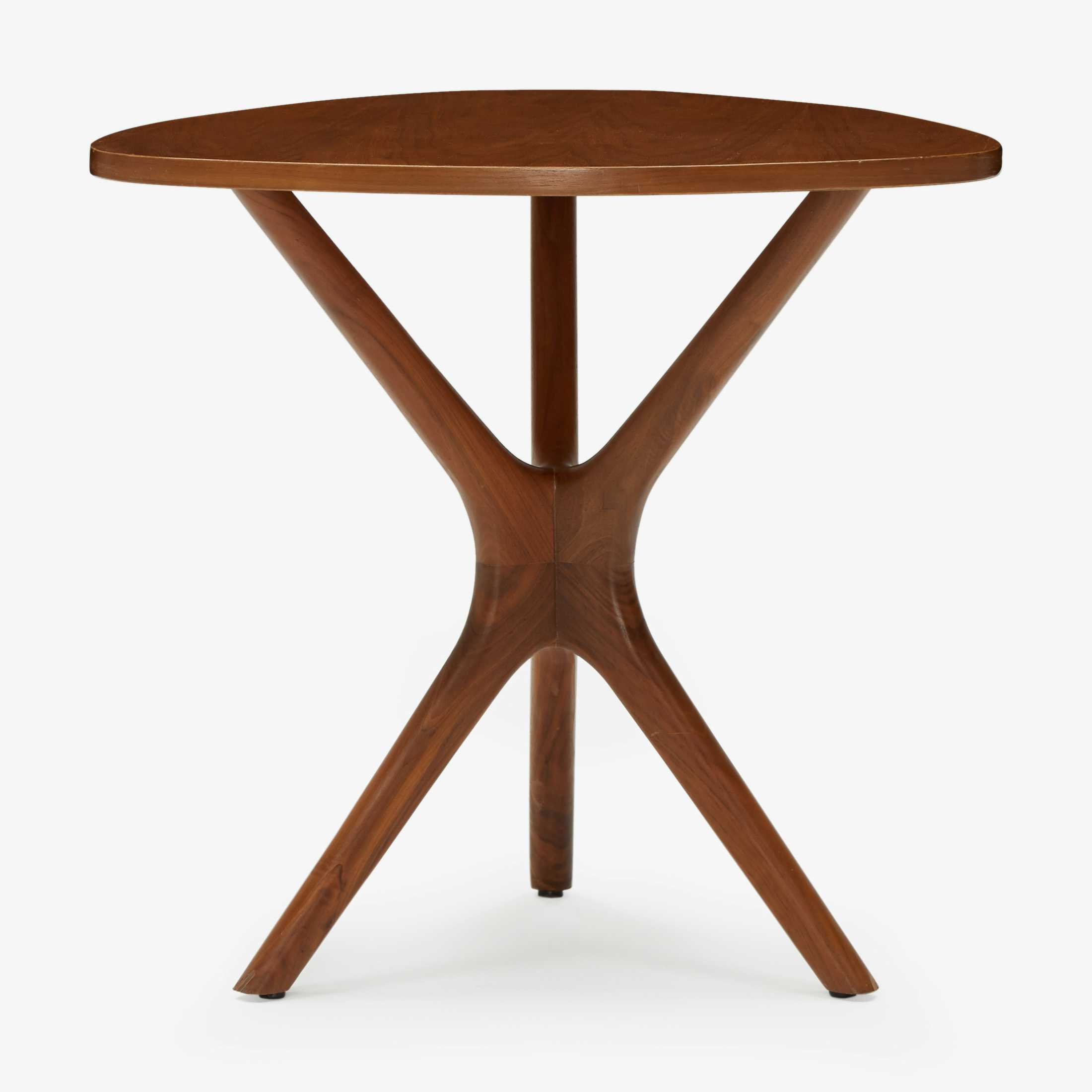 Brown Wood Round Top Accent Table With Three-Legged Base Brown Wood Round Top Accent Table With Three-Legged Base