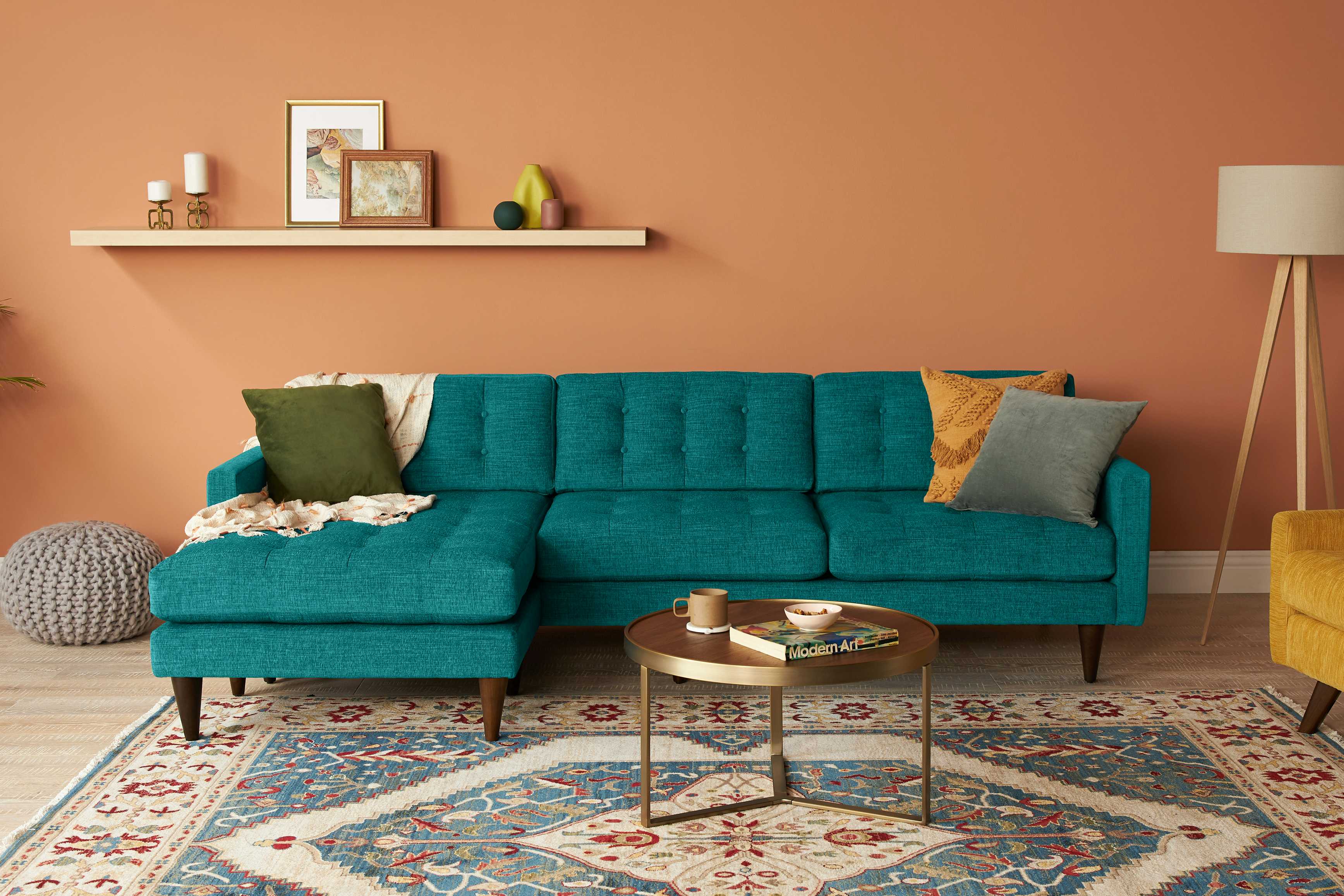 Eliot Reversible Sectional Lucky Turquoise