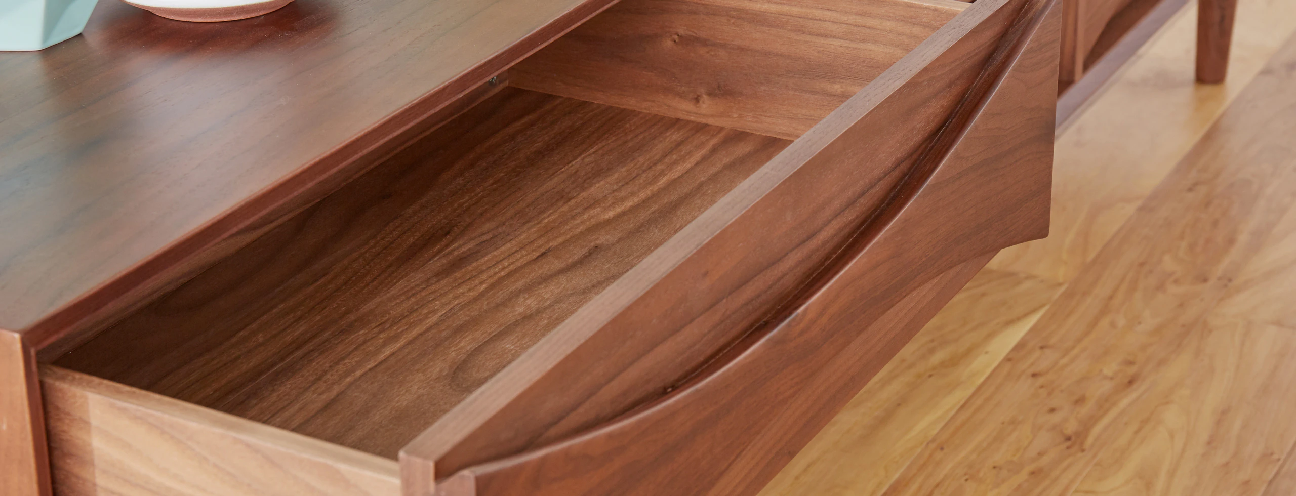 Stella low media console walnut lastudio hero flip