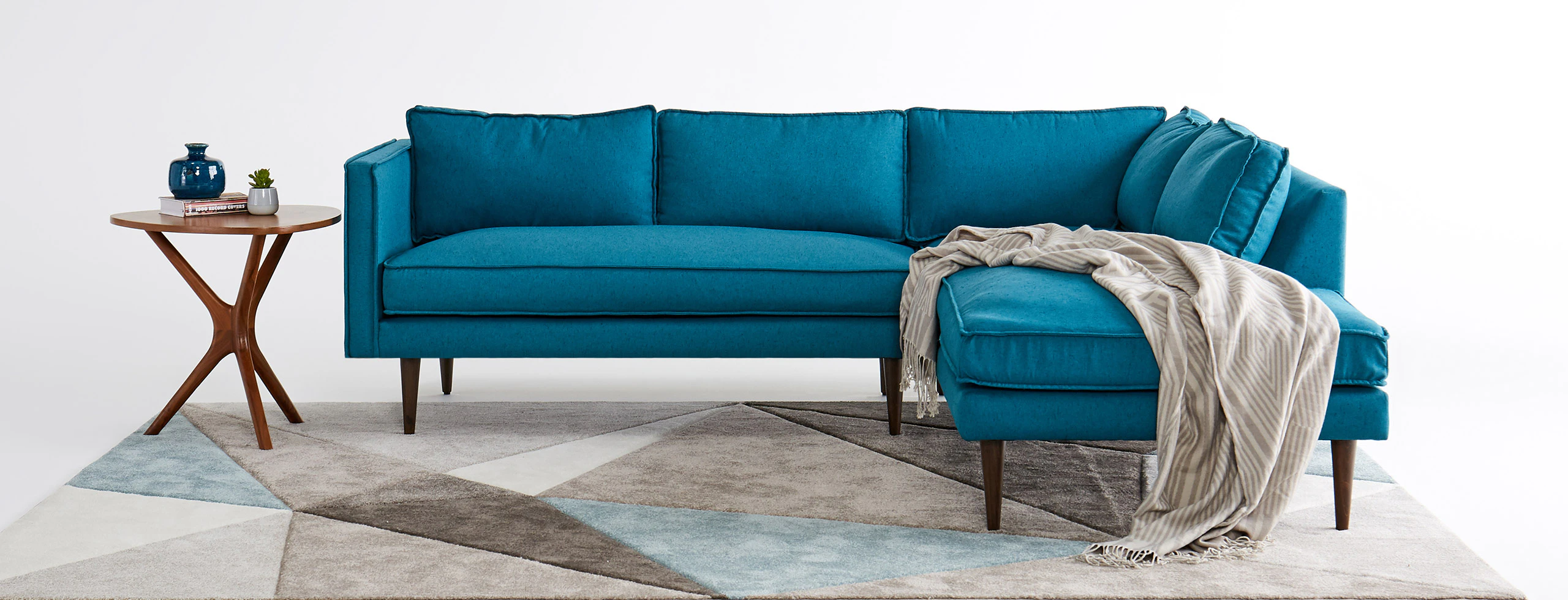 Serena Bumper Sectional Essence Turquoise