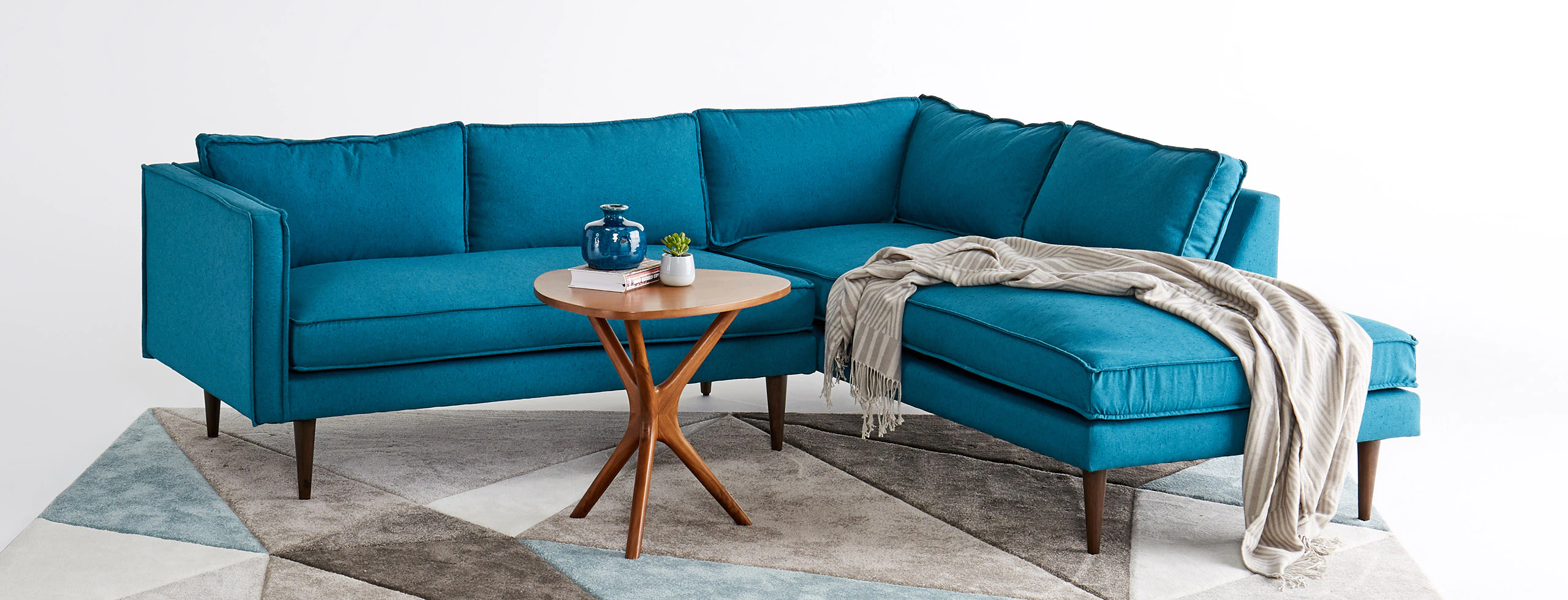 Serena Bumper Sectional Essence Turquoise