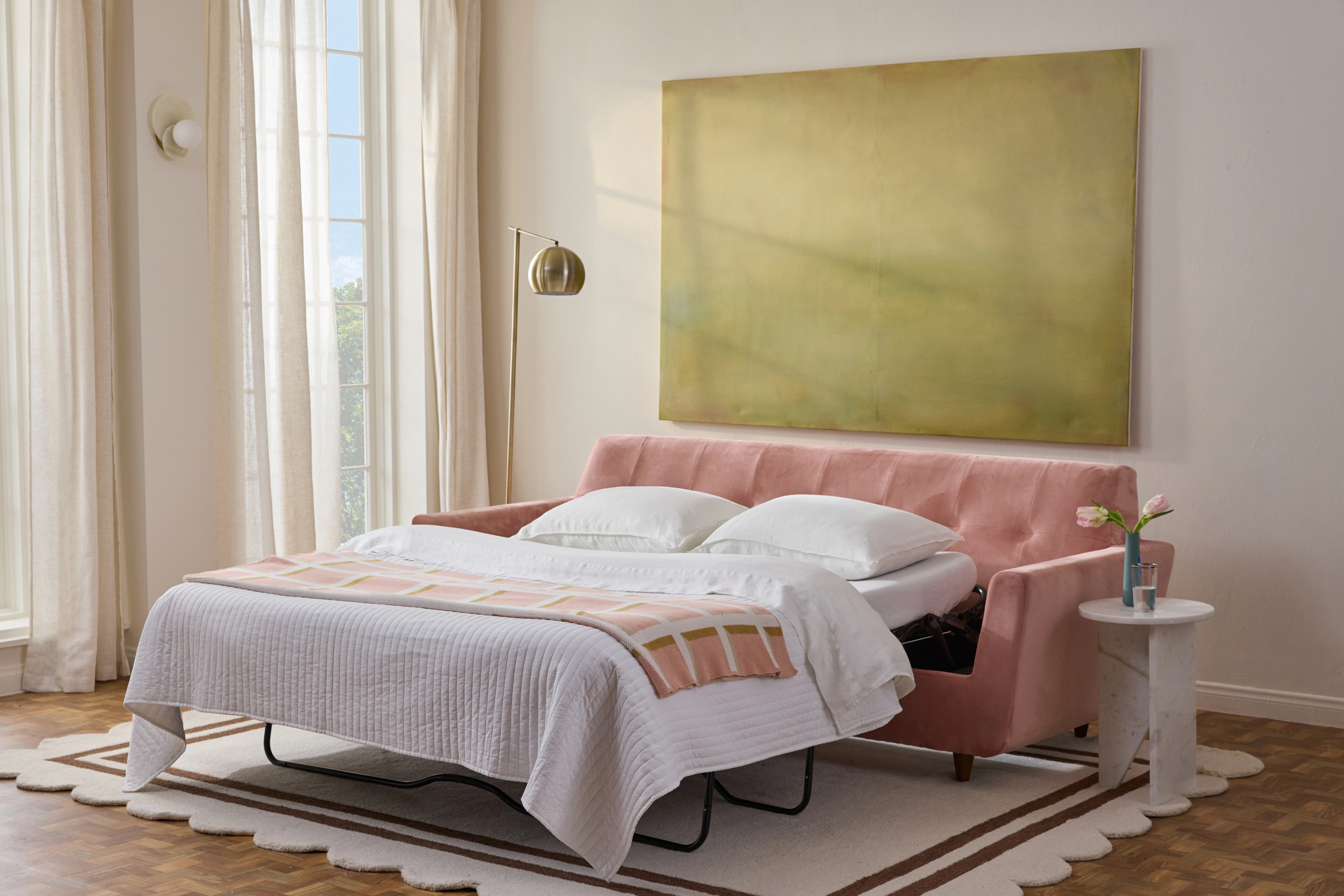Hughes Sleeper Sofa Royale Blush