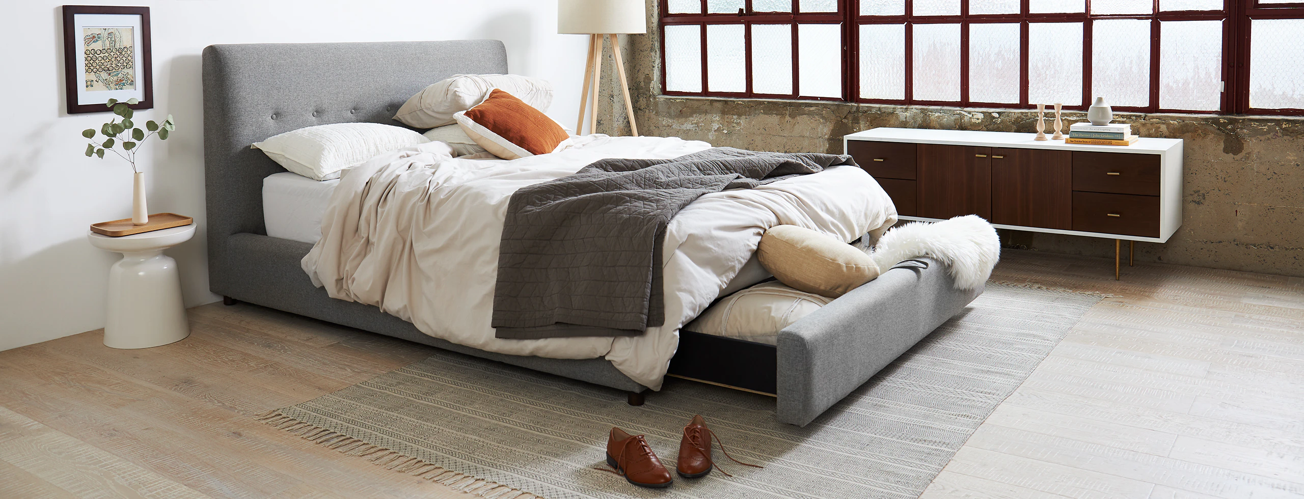 Alvin Storage Bed Taylor Felt Grey