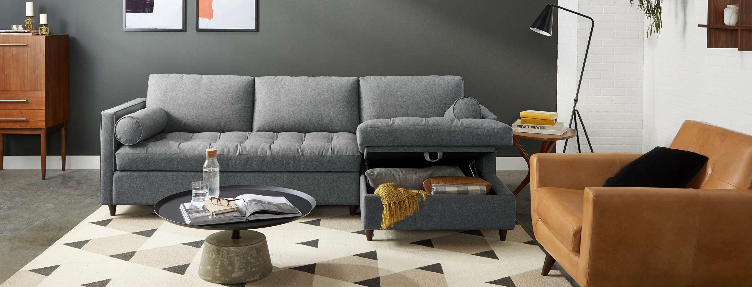 Briar Storage Sectional Taylor Felt Grey