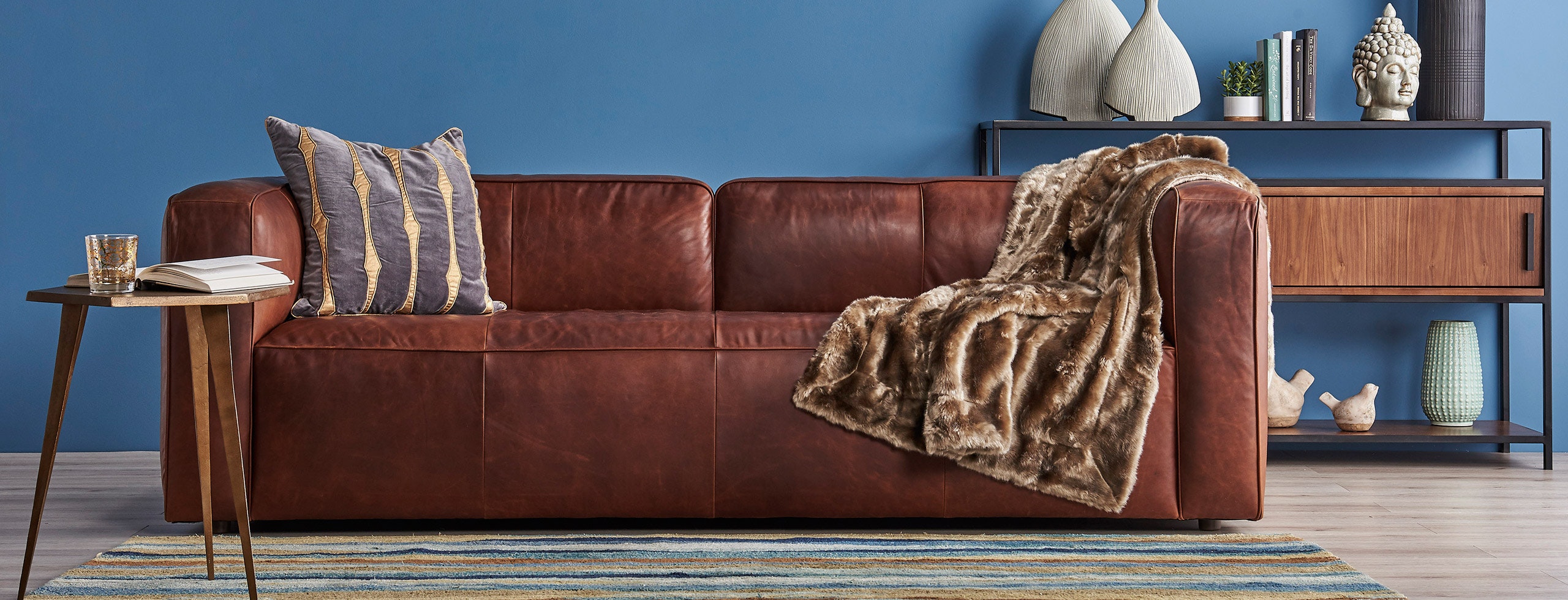 joybird logan leather sofa