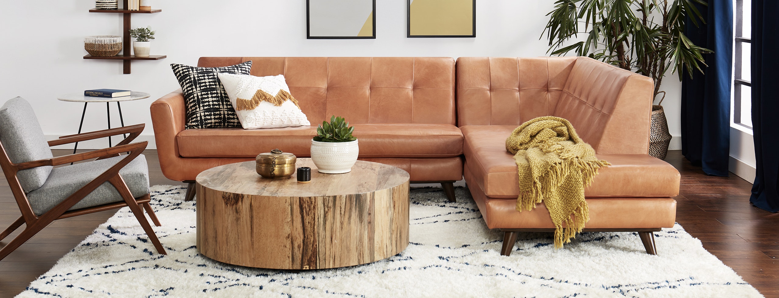 Hughes Leather Sectional Santiago Camel