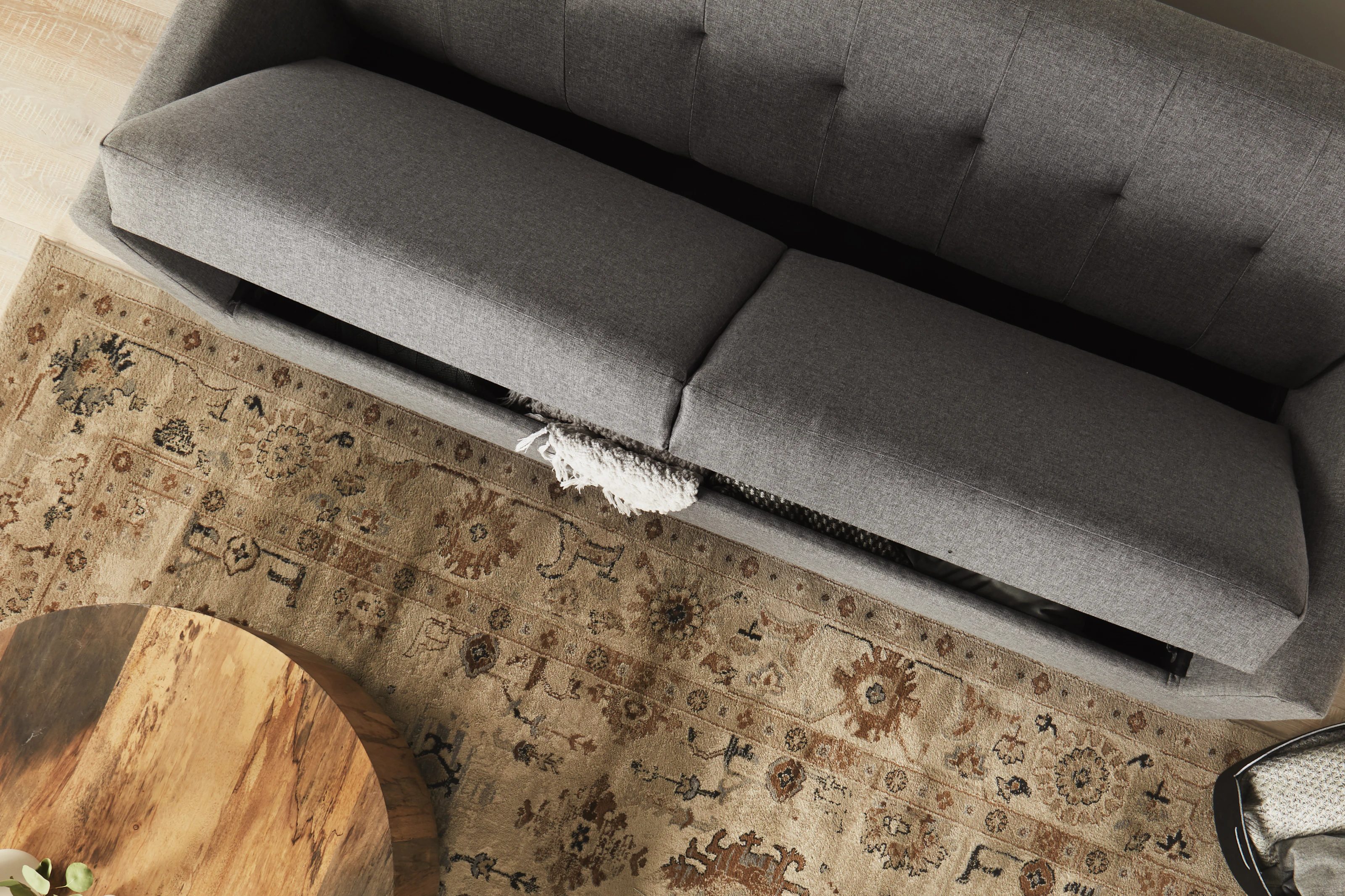 Hughes Storage Sofa Taylor Felt Grey