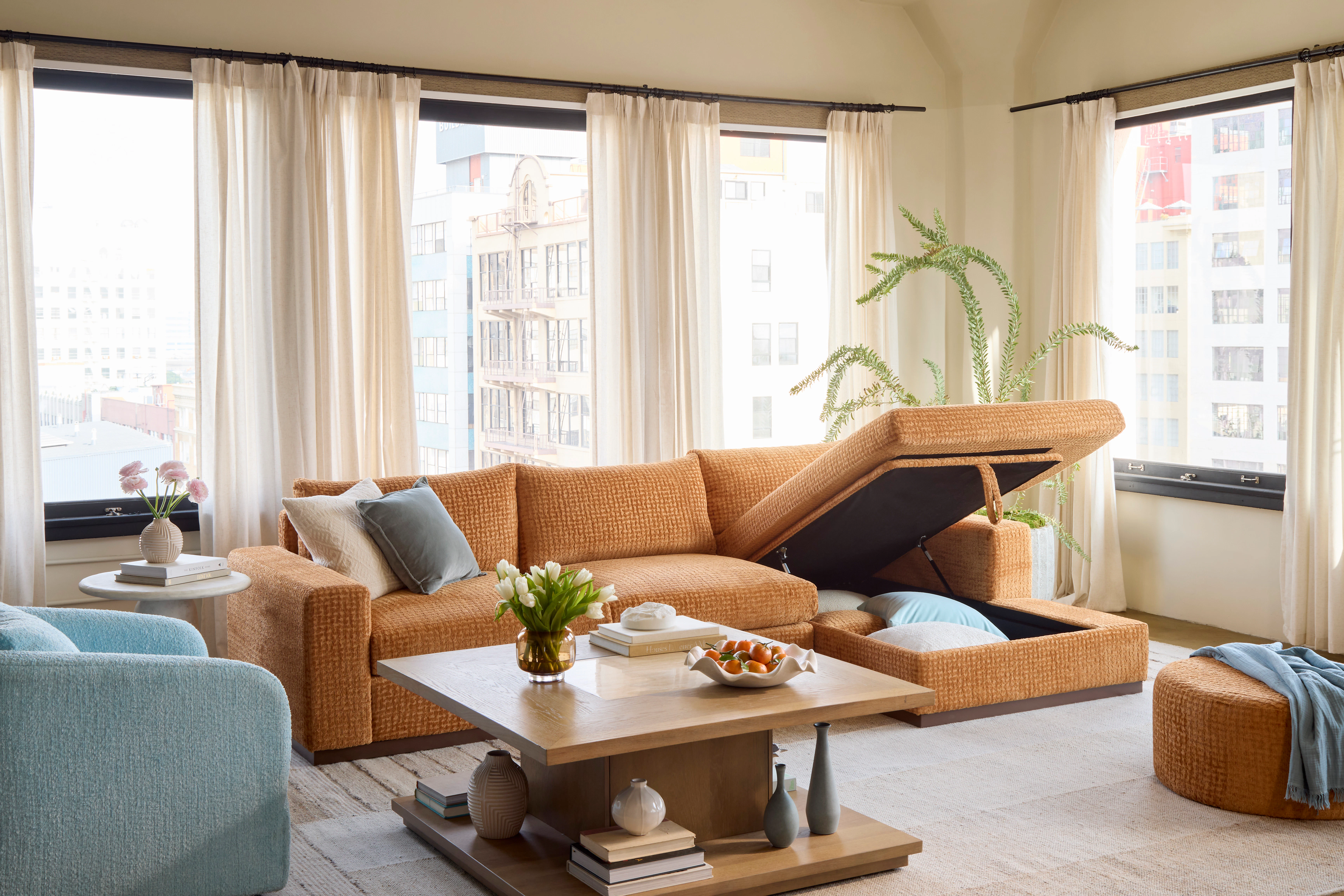 Holt Sectional With Storage Soul Ginger