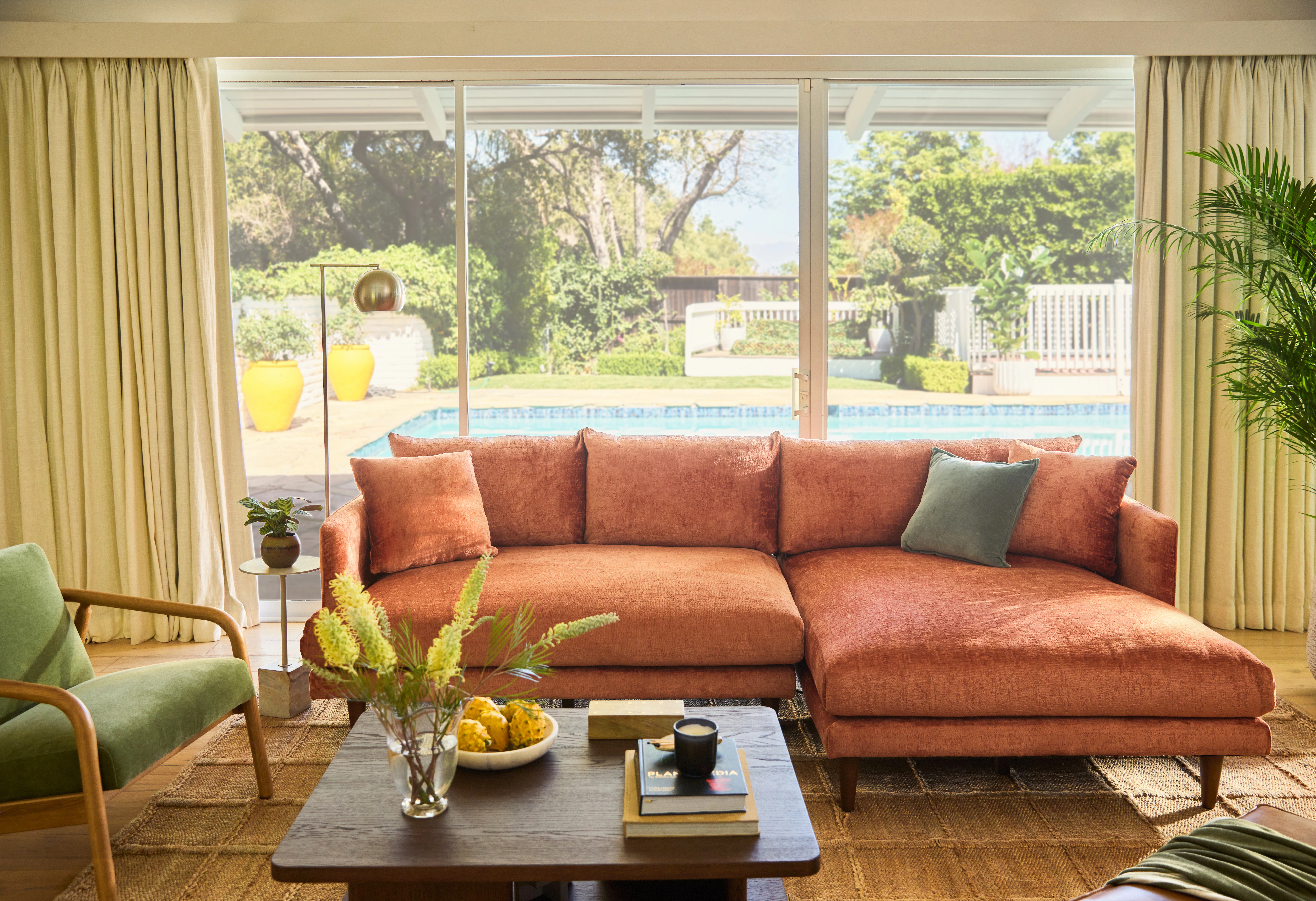 Lewis Sectional Plush Terra Rose