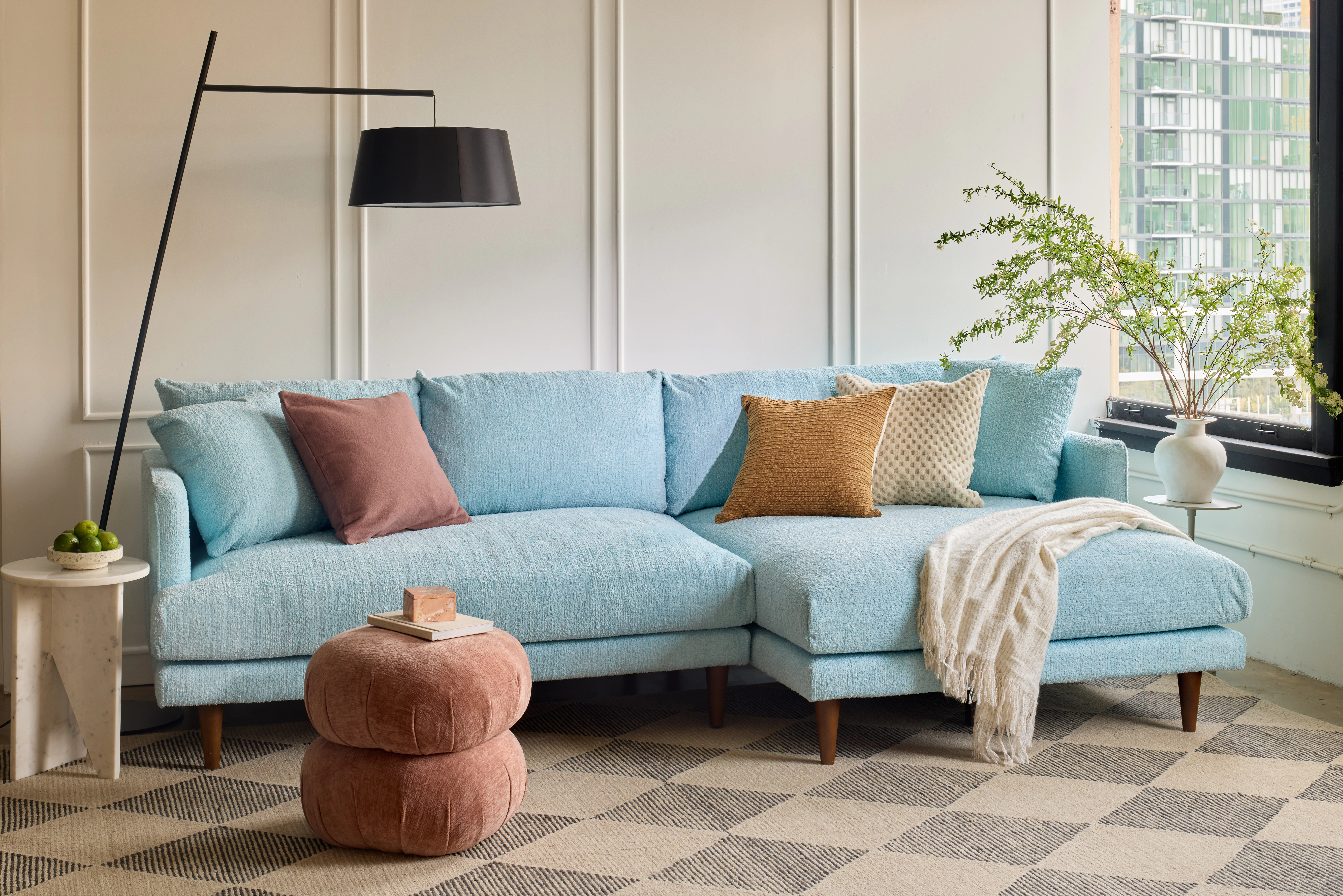 Lewis Sectional with Ottoman Karina Aquatic