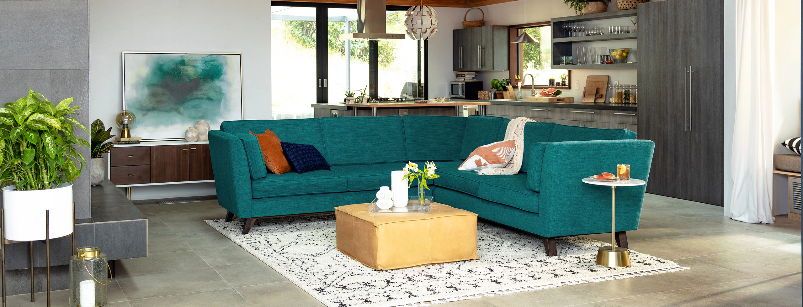 Roller Corner Sectional Lucky Turquoise