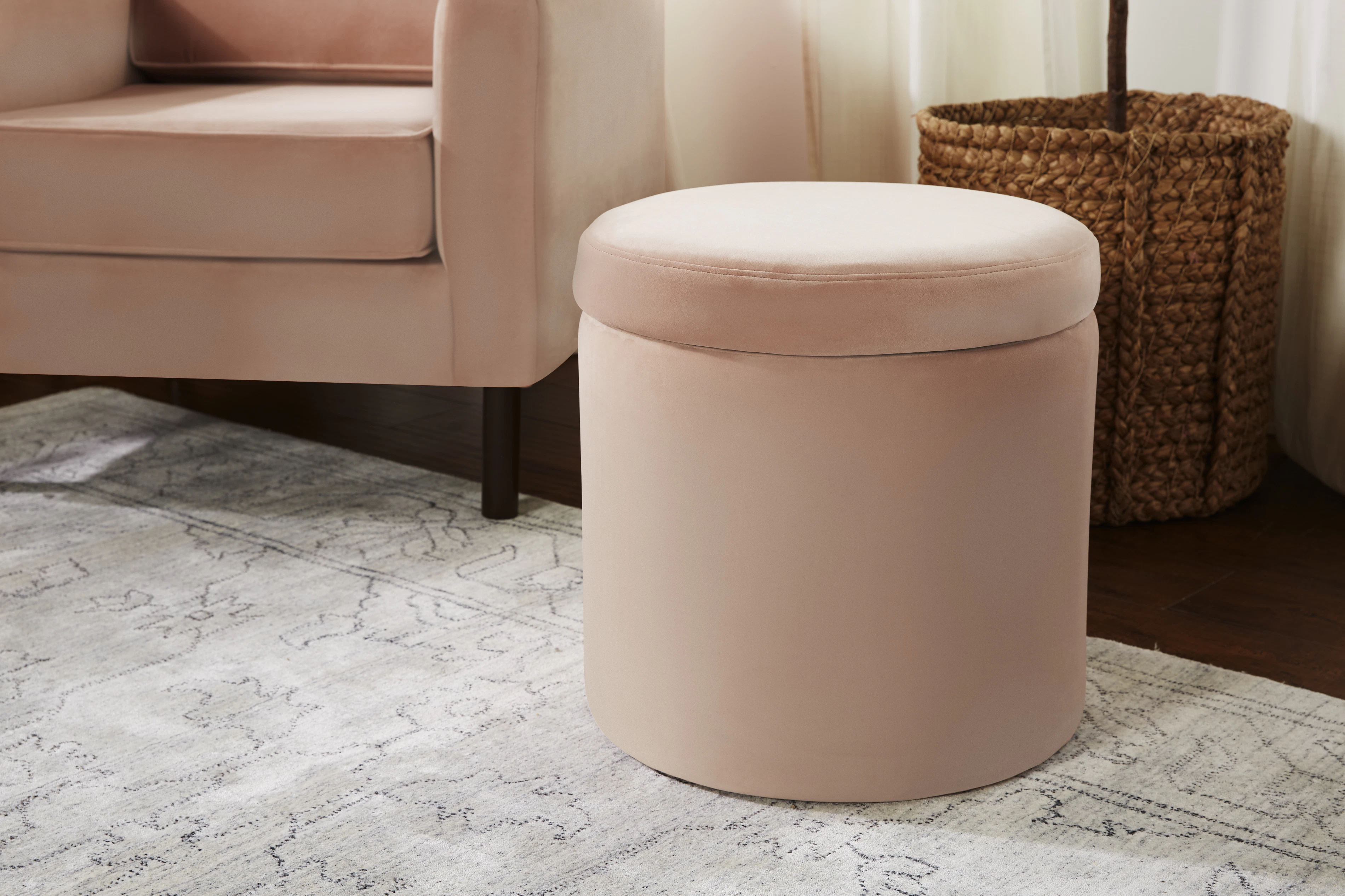 Quinn Petite Storage Ottoman Royale Blush