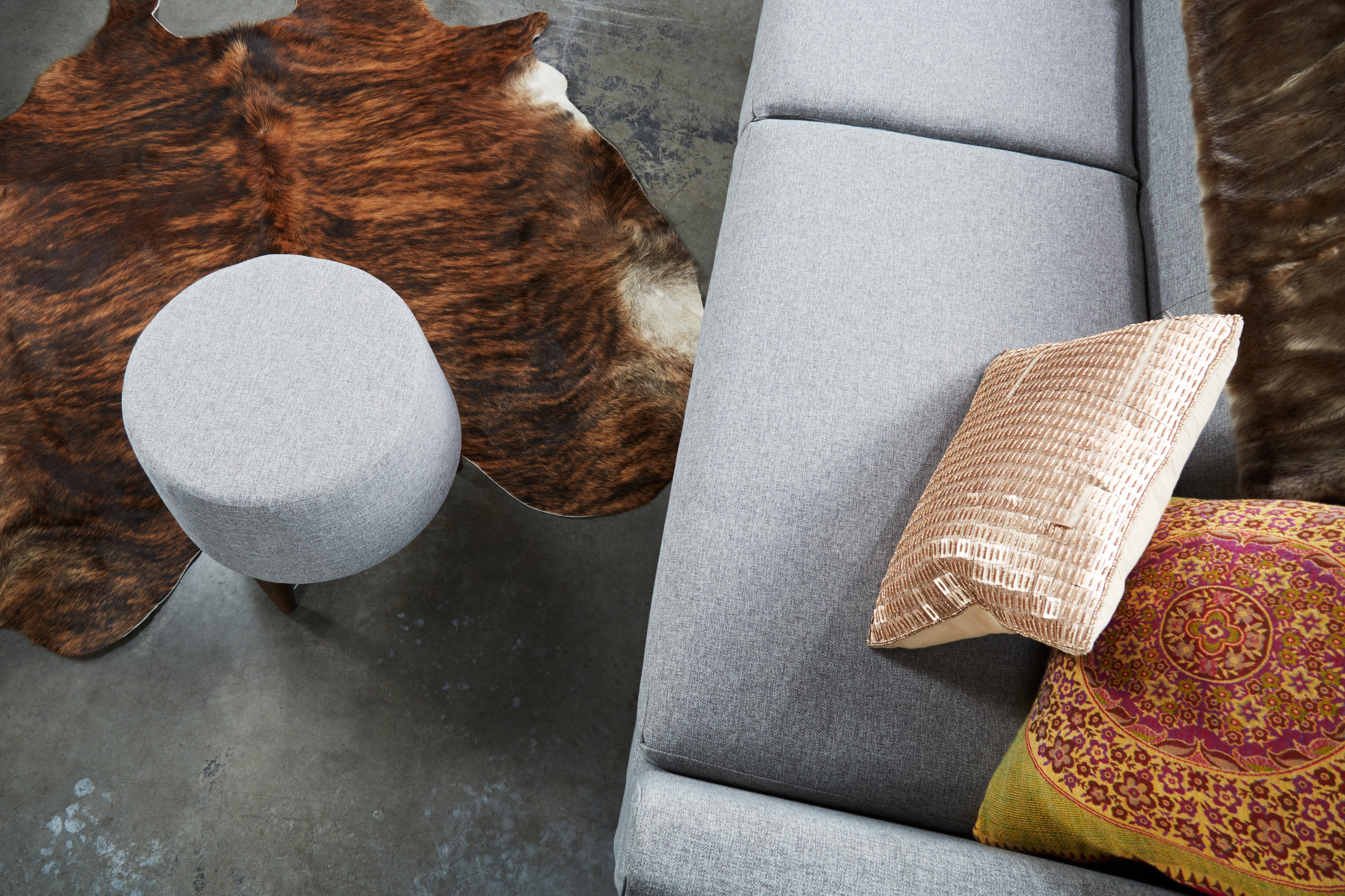 Nettie Ottoman Taylor Felt Grey