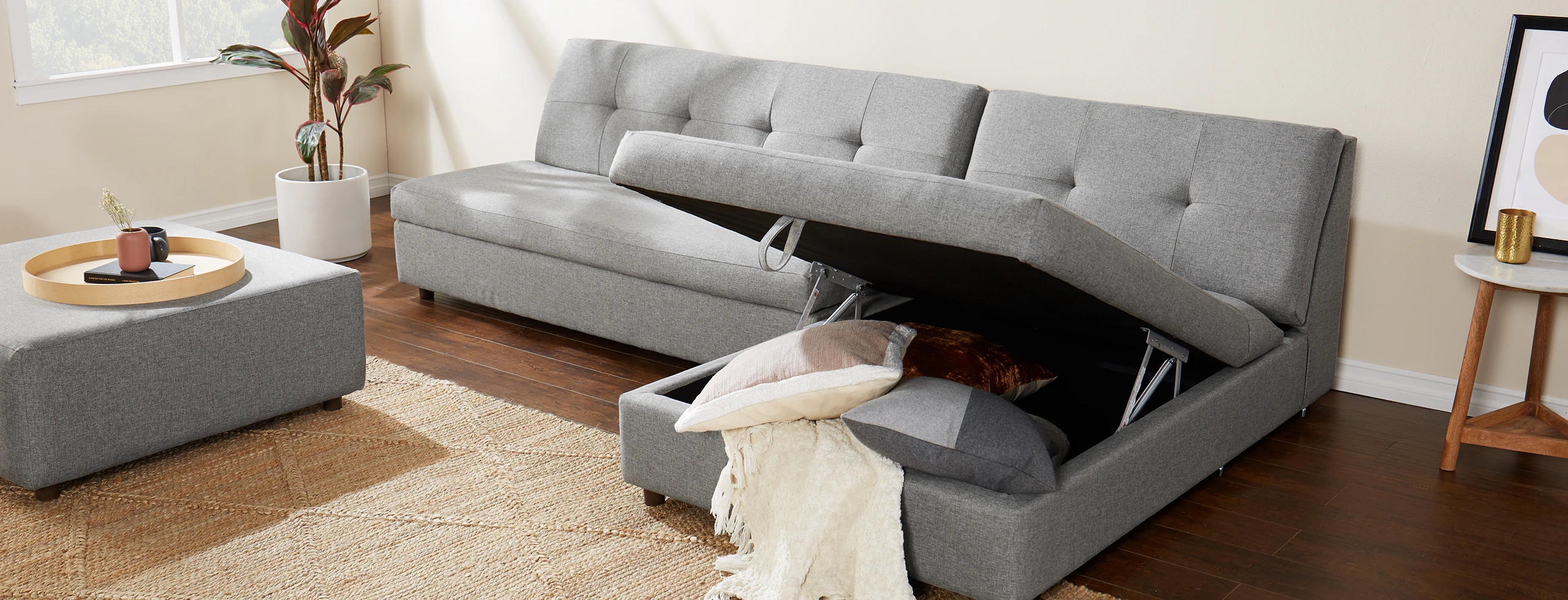 Carson piece Sectional with Ottoman Taylor Felt Grey