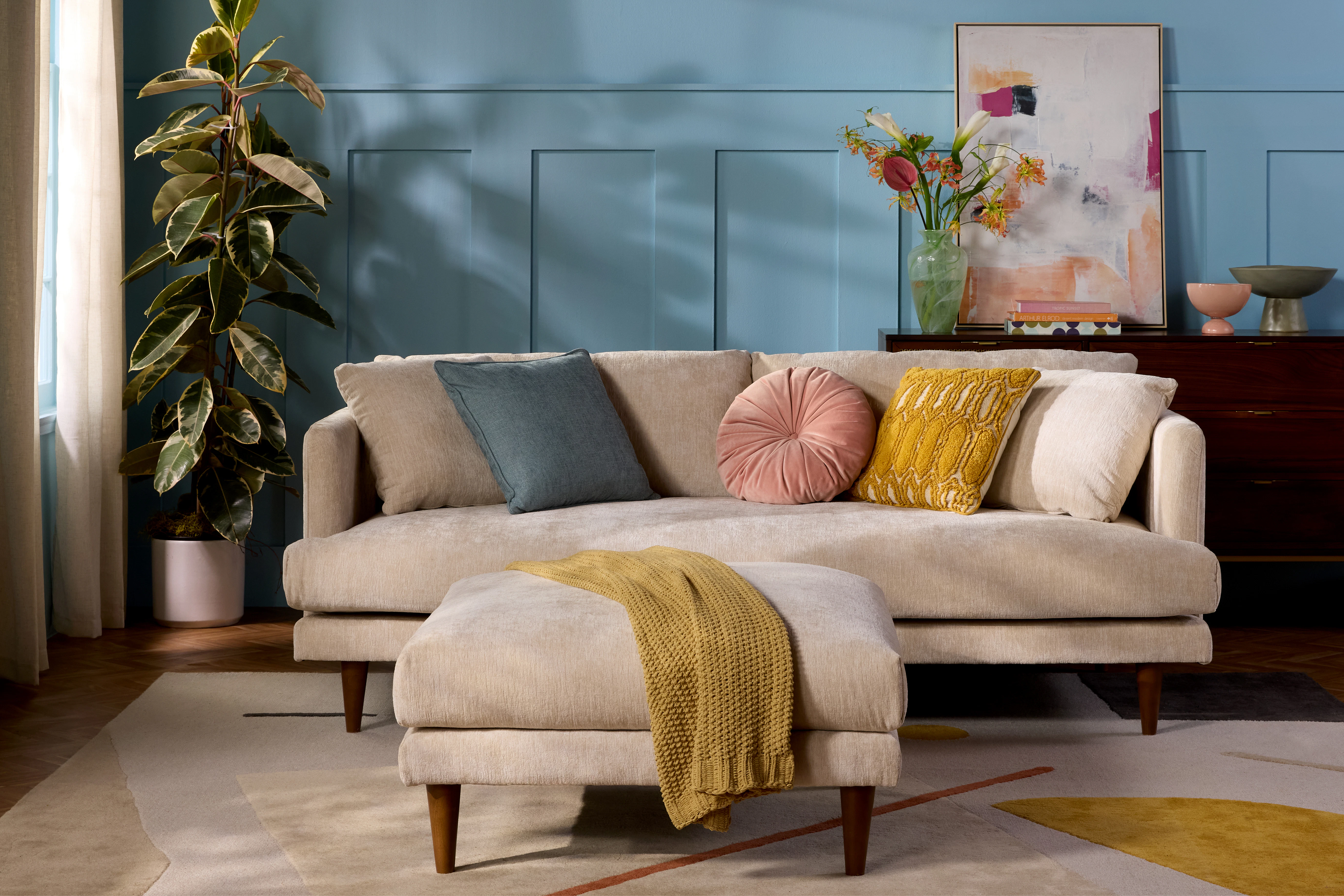 Lewis Sofa Ottoman Crave Irish Cream