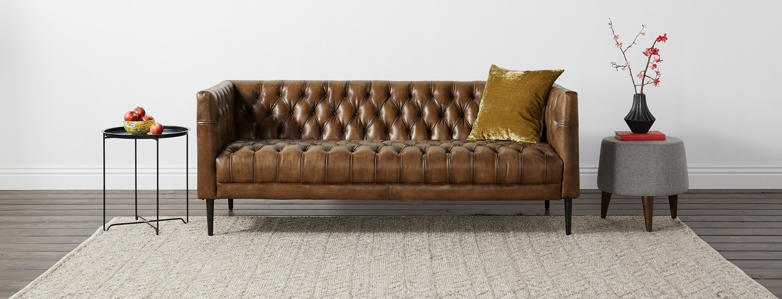 76 in leather sofa