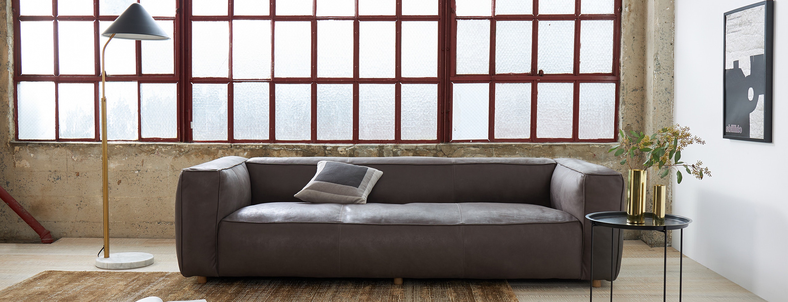 Jaxon Leather Sofa Toledo Graphite Flip