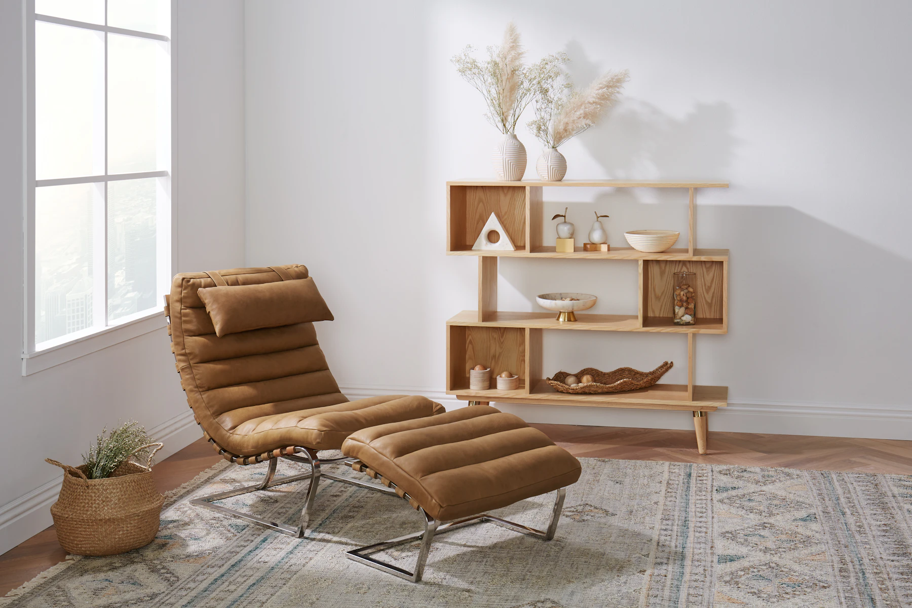 Halston Leather Ottoman