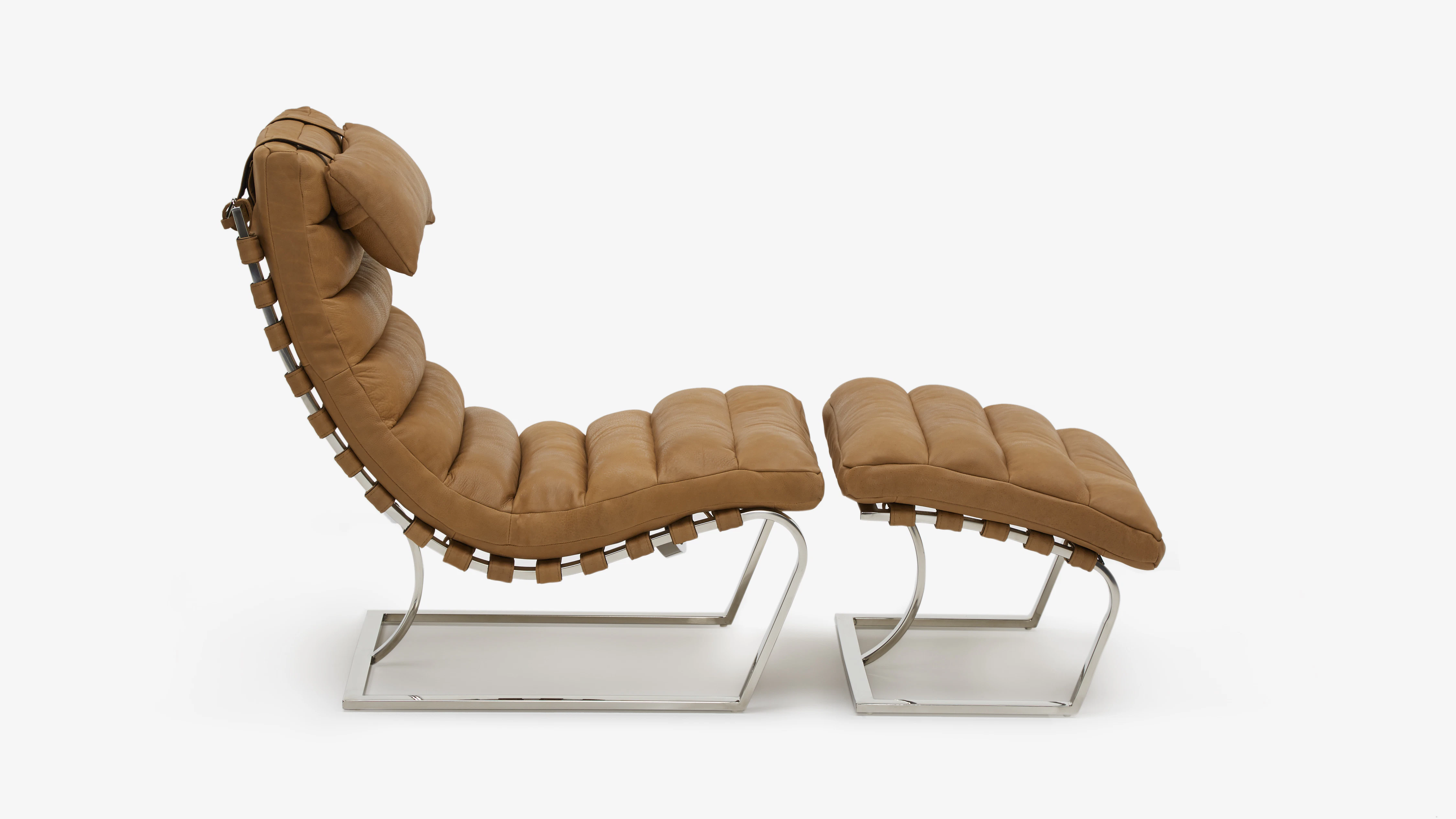 Halston Leather Chair With Ottoman Toledo Camel