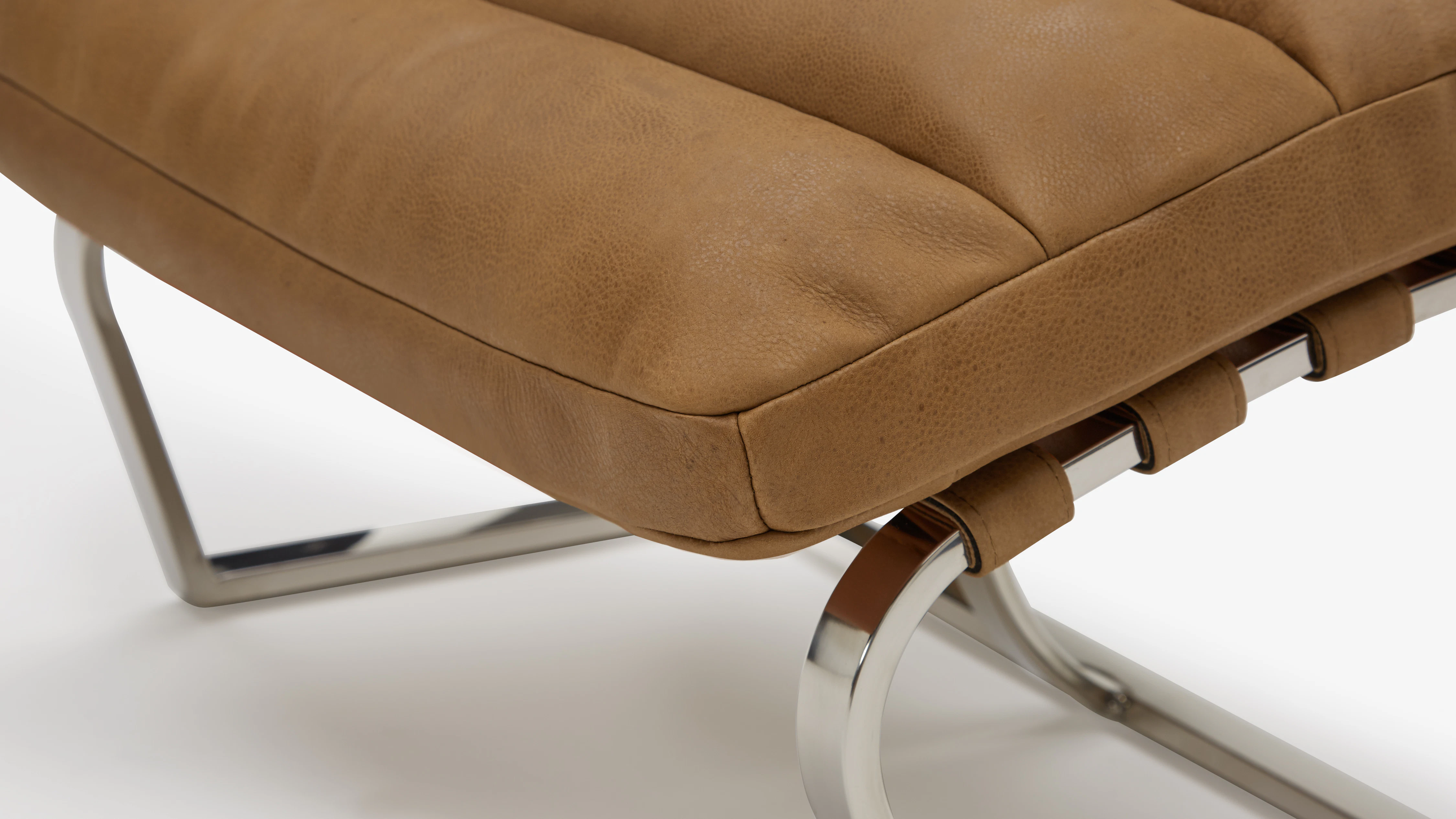 Halston Leather Ottoman Toledo Camel