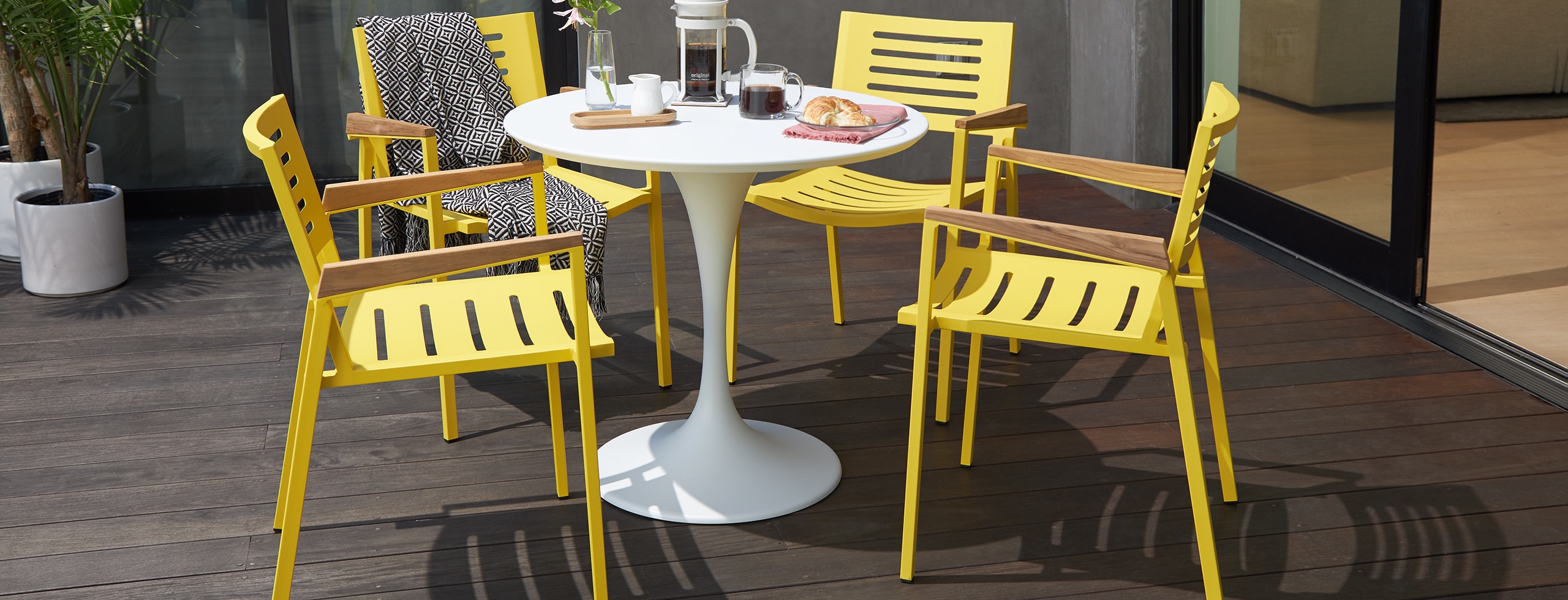 Orly Yellow Outdoor Dining Chairs Set Of 4 Joybird