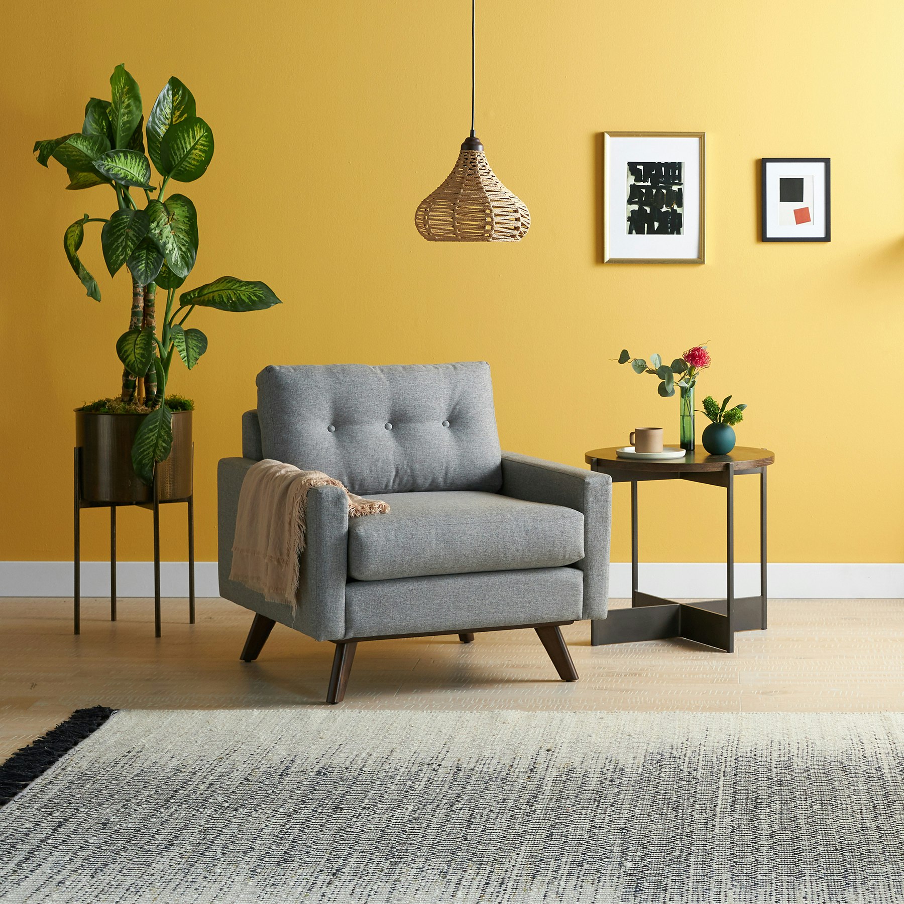 A staple collection for Mid-Century lovers, showcasing clean lines, subtle button tufting and angled legs for added visual appeal.