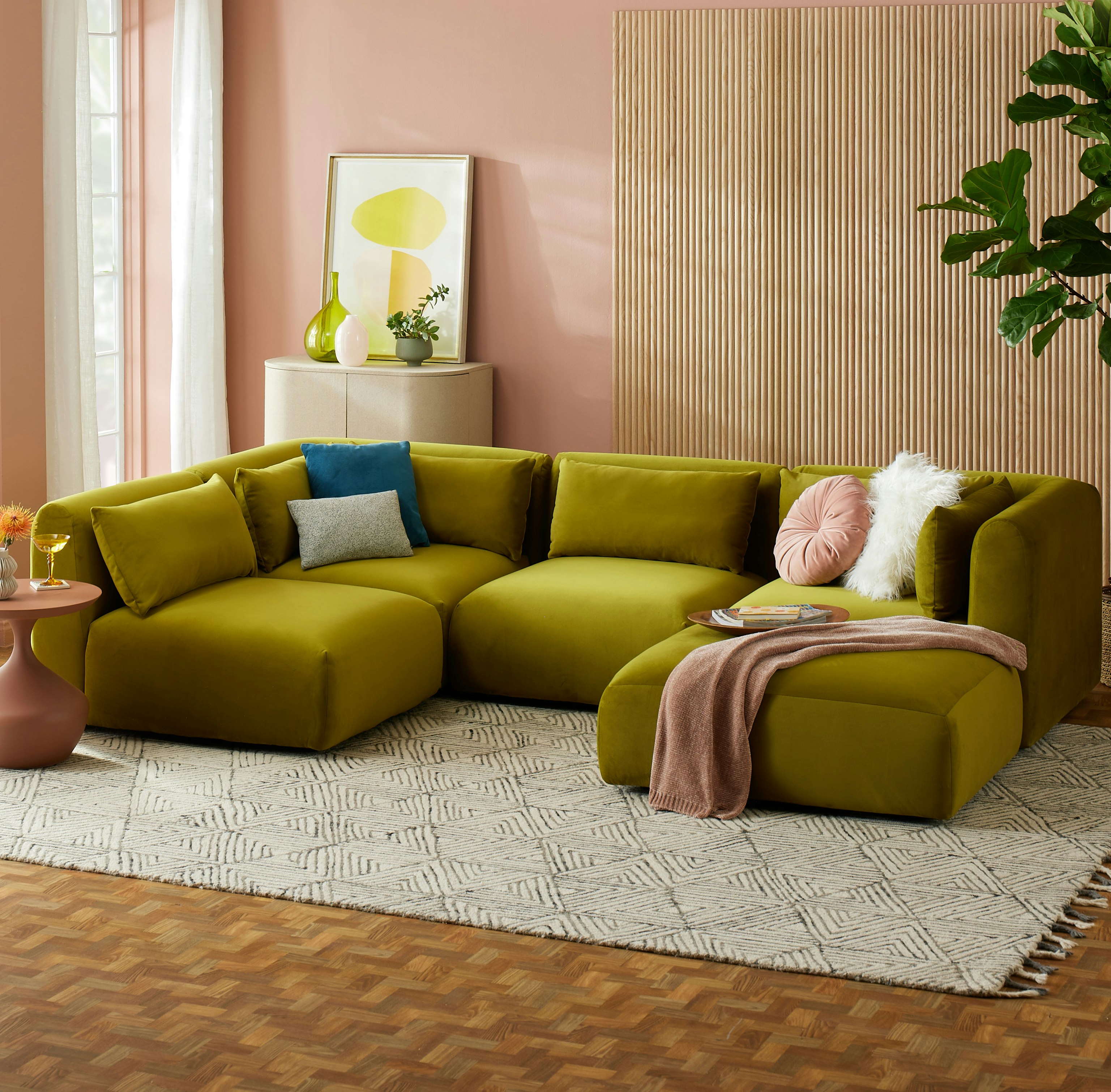 Carin Modular Sofa Bumper Sectional Royale Apple 1748910382699