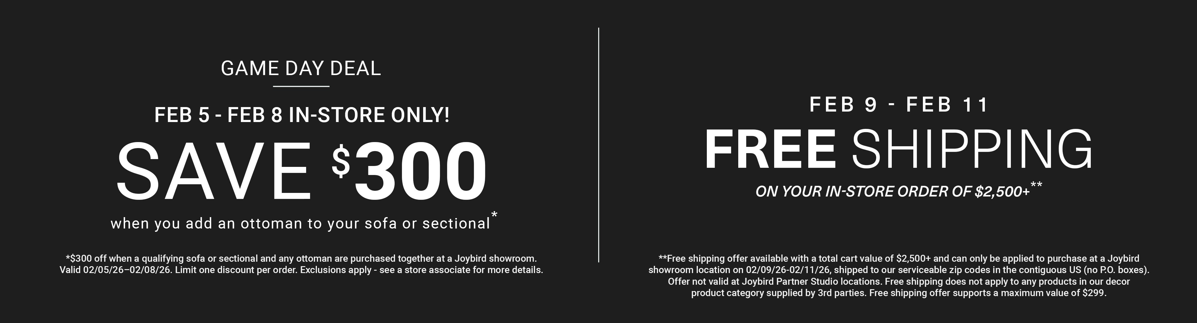 Game Day Sale and Free Shipping