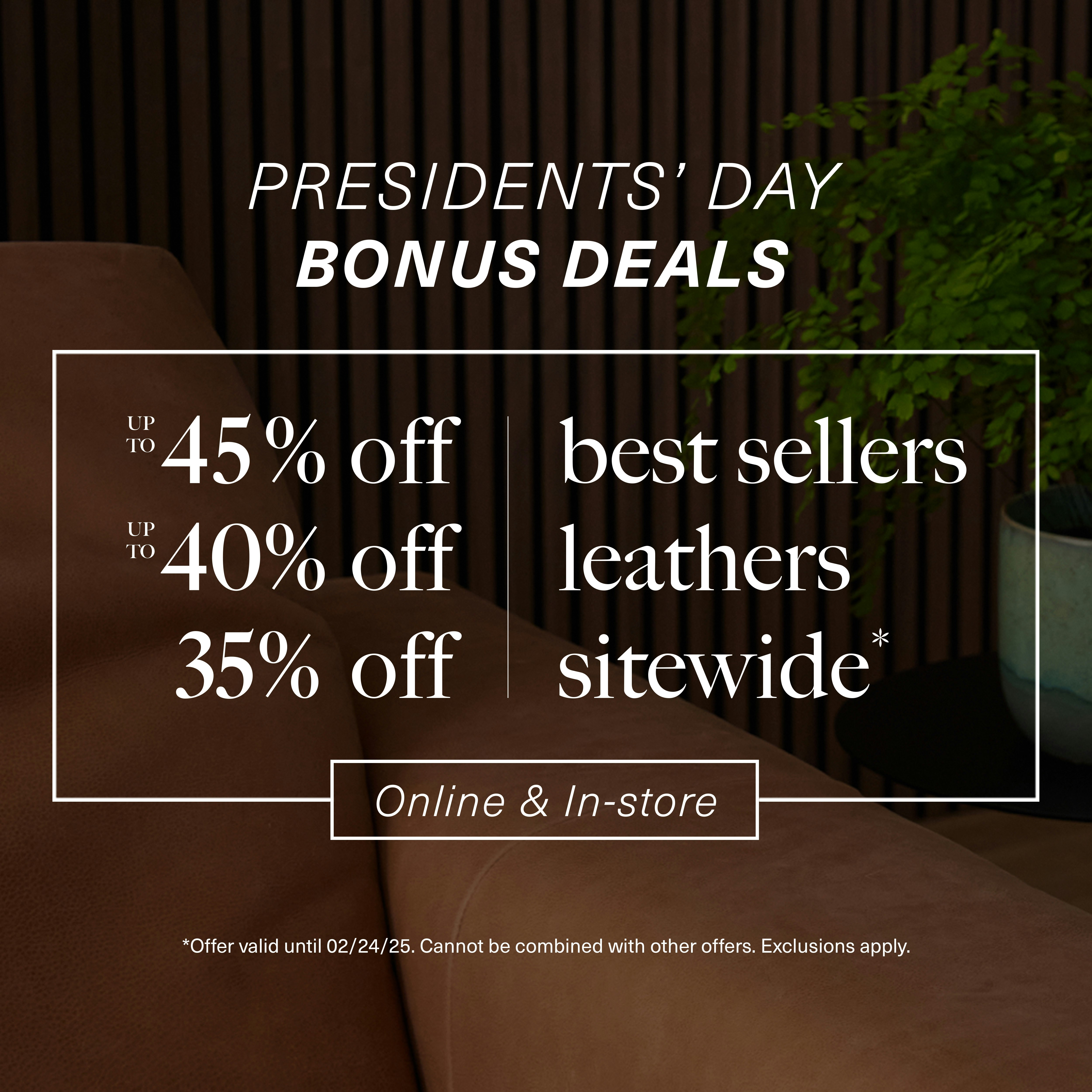 Joybird Nico leather with sale text overlay