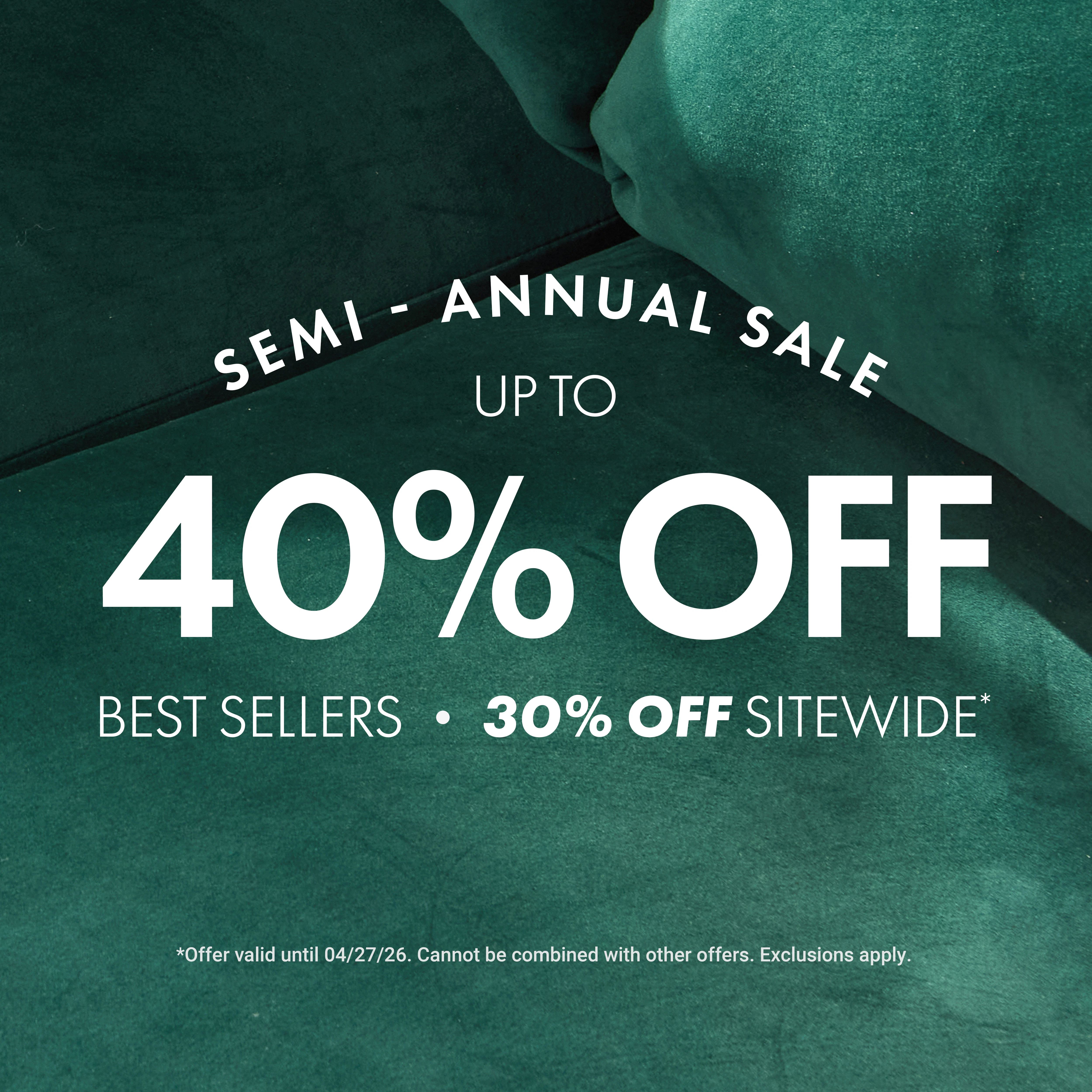 Teal sofa close up background with sale overlay